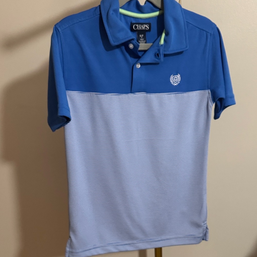 Kids Chaps Blue and White Striped Polo